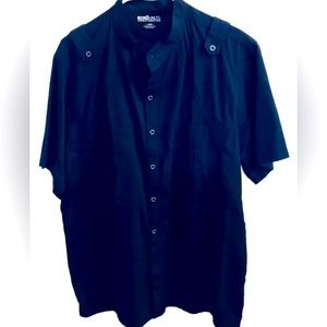 Defined By Design Ecko Unltd Spelled Out S/S Navy Button Up Shirt Size Large NWT